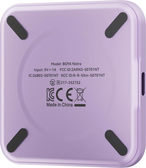 Regjistrues zëri BOYA Notra AI 64GB, transkriptim AI, Bluetooth/USB-C/Wi‑Fi, 24h, kompatibil me MagSafe, vjollcë, set me kabllo USB-C, adapter USB-A dhe unazë magnetike