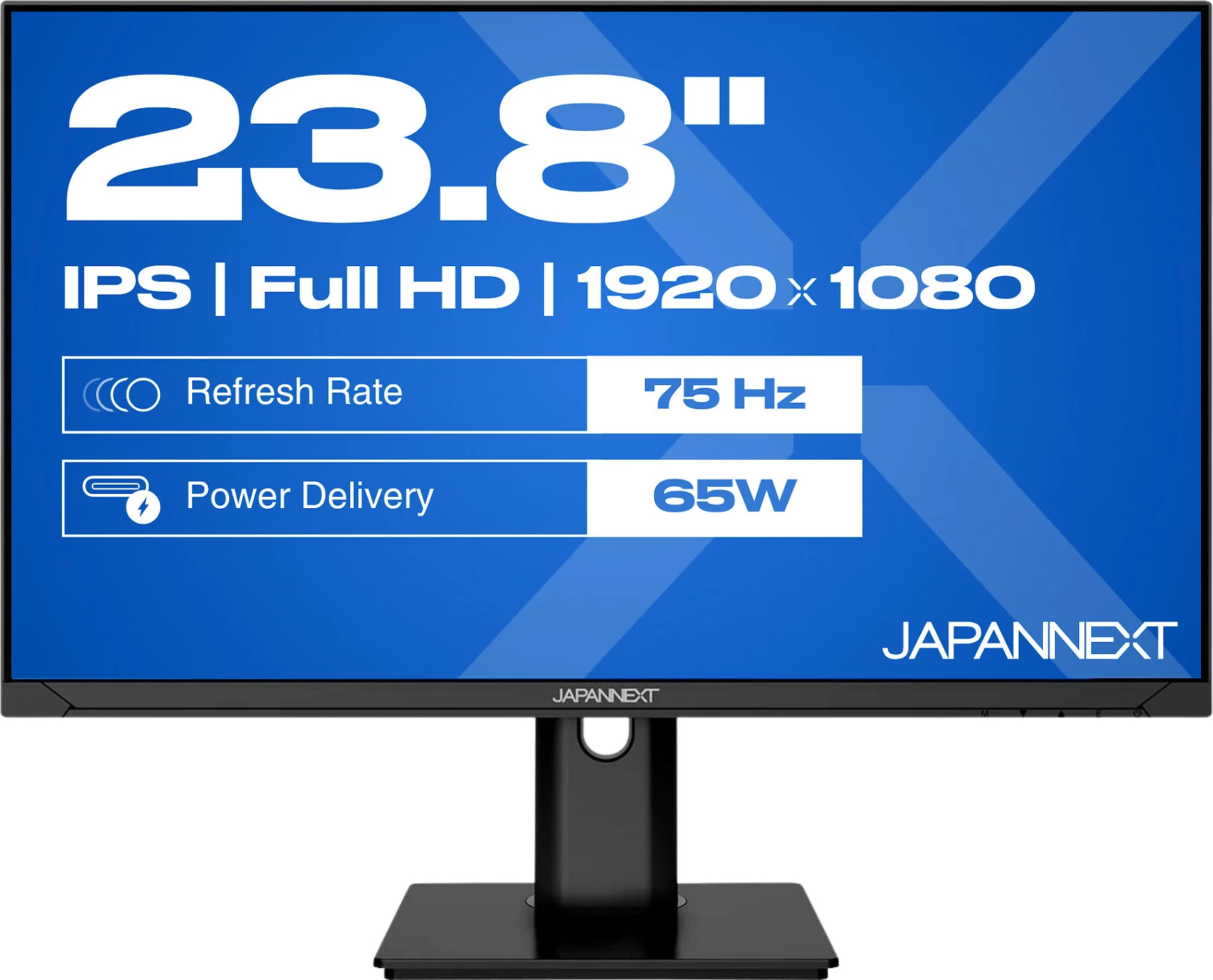 Monitor JAPANNEXT JN-IPS238FHDR-C65W-HSP, 23.8", IPS, Full HD 1920x1080, 75Hz, USB-C PD 65W, i zi