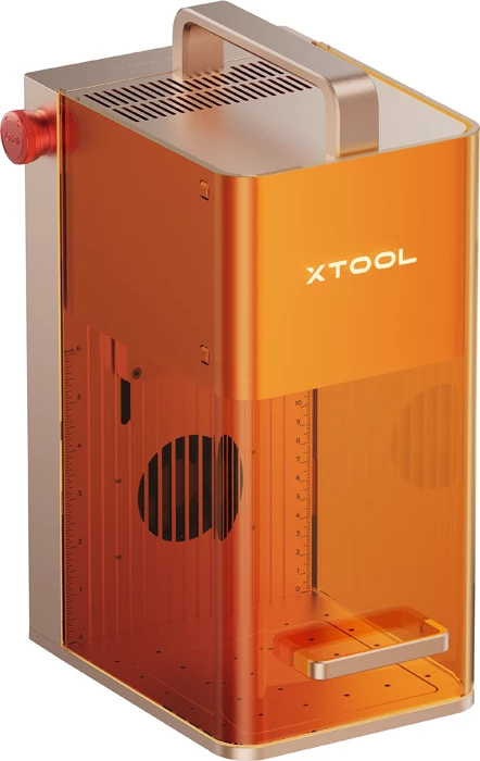 makinë gdhendëse me laser 2‑në‑1, xTool F2, 15 W diodë + 5 W infra 1064 nm, shpejtësi 6000 mm/s, kamerë 50 MP, zonë pune 115×115 mm, portokalli