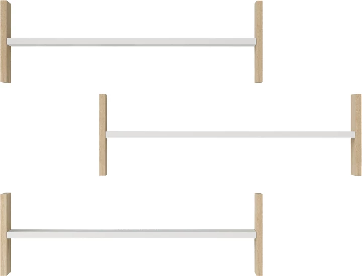 Raft muri Mento, ngjyrë e bardhë me lis, 75.6x14.5x23.6cm