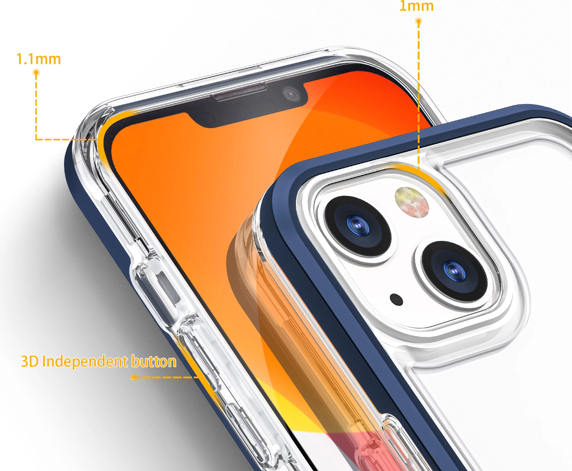Mbështjellës Hurtel Hybrid Armor Clear 3 in 1 për iPhone 13, Kaltër/Transparent