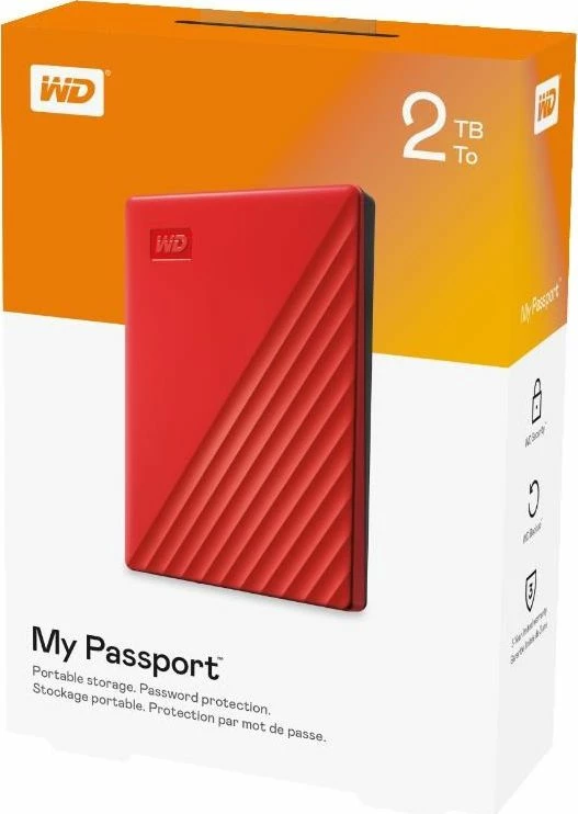 Hard disk i jashtëm WD My Passport WDBYVG0020BRD-WESN 2TB 2.5" USB 3.2, kuq