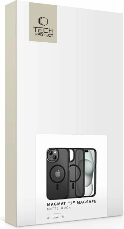 Mbështjellës Tech-Protect MagMat 2 për iPhone 15, MagSafe, Gjysem-transparent, Zi