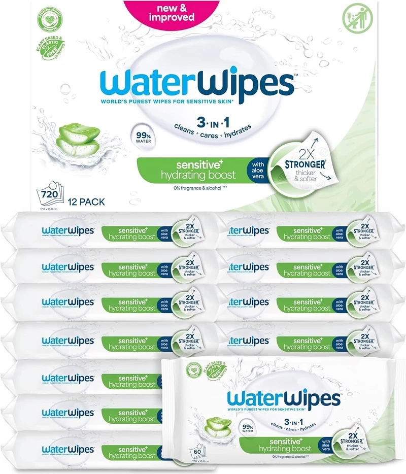 Shami të lagura për fëmijë WaterWipes Sensitive+ me Aloe 12x60 copë