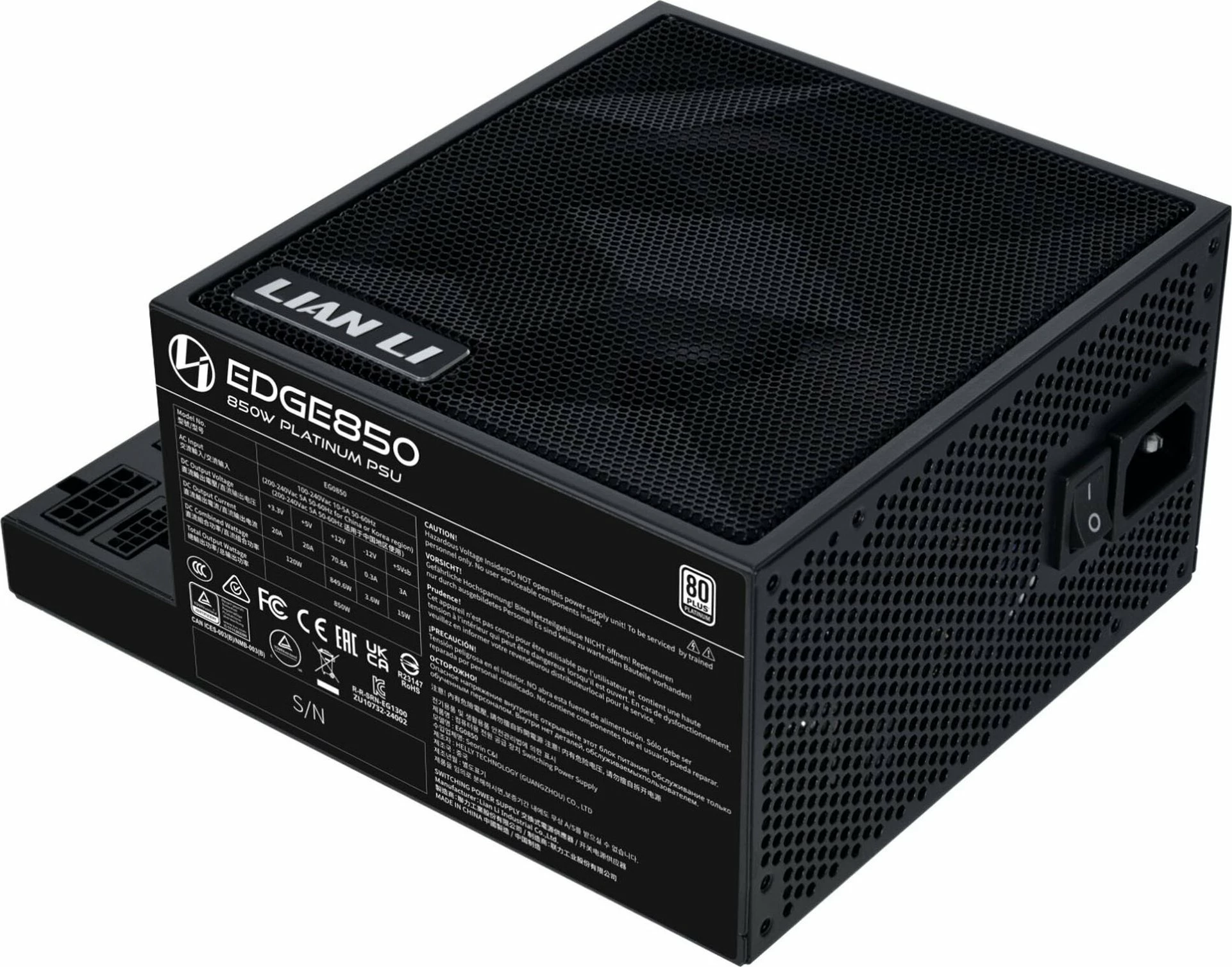 Furnizues rryme Lian Li EDGE EG850 850W, 80 Plus Platinum, ATX 3.1, full modular, i zi