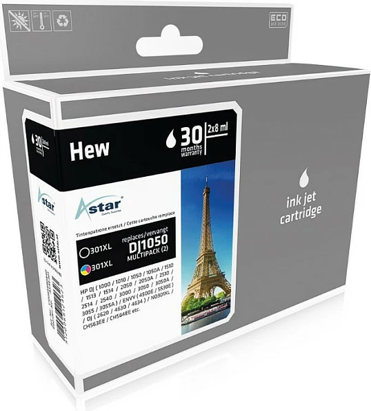 Kartrixhe boje ASTAR HP 301XL Multipack (2), kompatibile me HP DeskJet, zezë + ngjyra