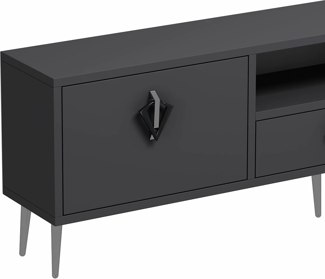 Komodë televizori Skye Decor, 1312-DROP-32, antracit, e zezë, argjend