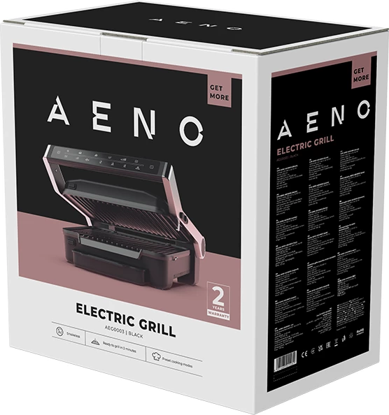 Grill elektrik AENO EG3 2000W, 7 programe + mod manual, pllaka 292x230mm, i zi
