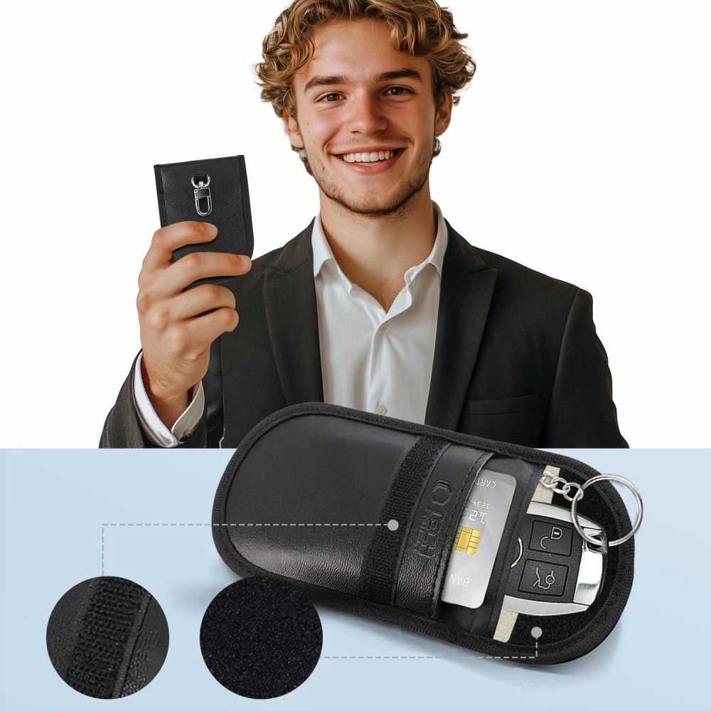 Mbështjellës çelësash Tech-Protect KLR100, bllokim RFID, i zi