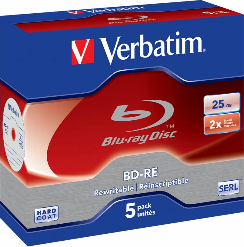 Disk Blu-ray Verbatim BD-RE 43615 25 GB 2x, paketë 5 copë