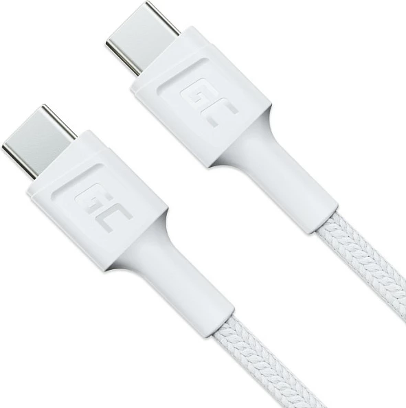 Kabllo USB-C Green Cell, USB-C në USB-C, 30cm, USB PD 60W, e bardhë