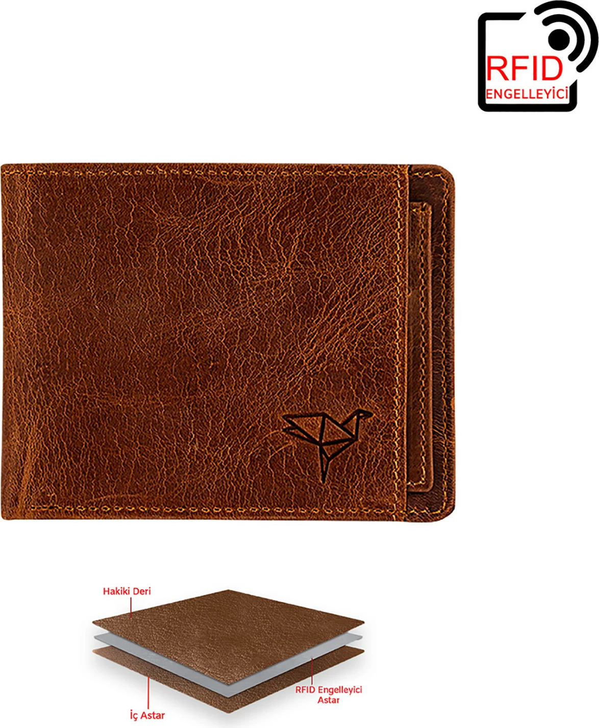 Portofol për burra, lëkurë natyrale, ngjyrë tan, Zoozie Bags Kanguru