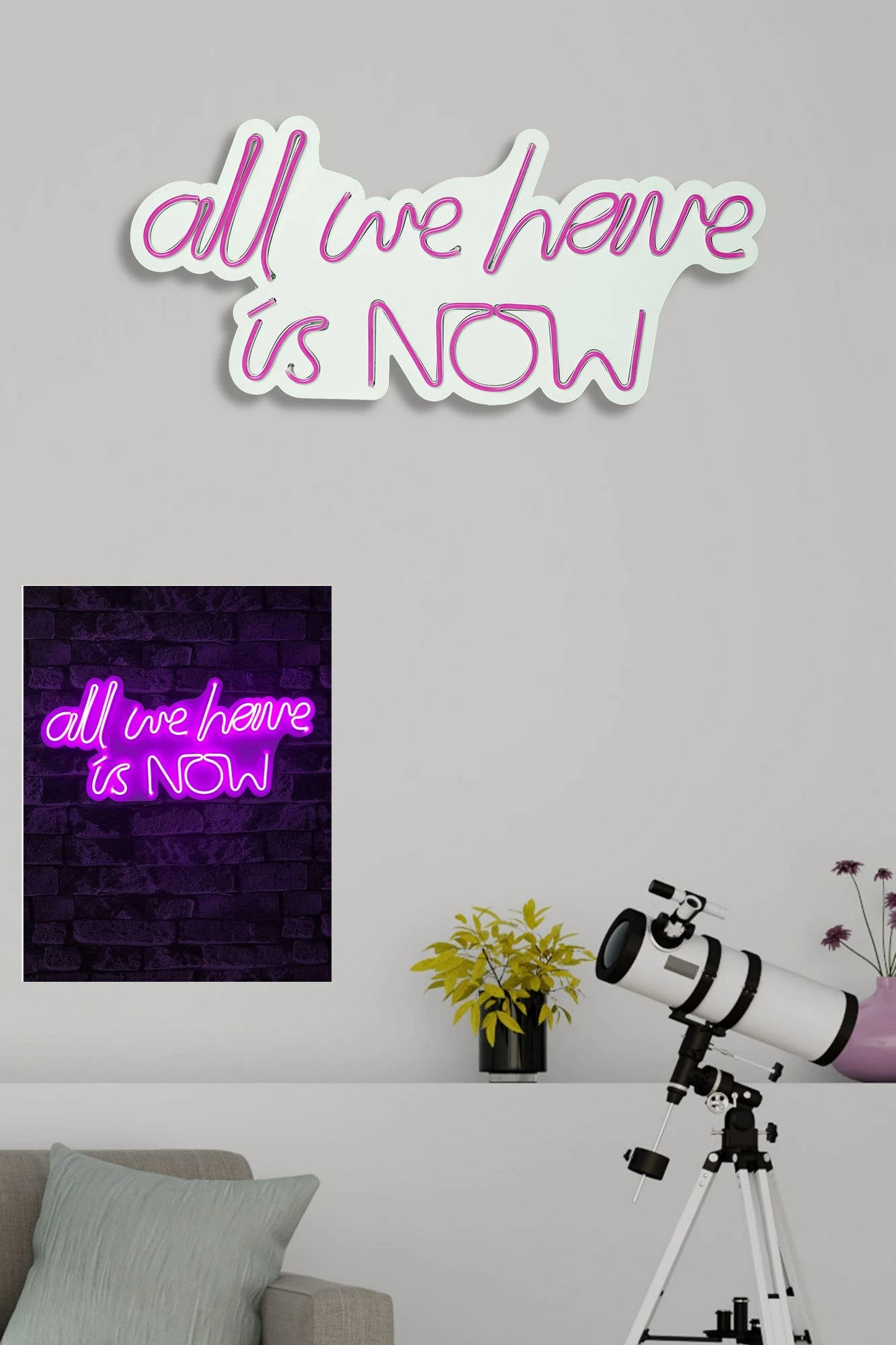 Dritë dekorative LED plastike, 'all we have is NOW', ngjyrë rozë