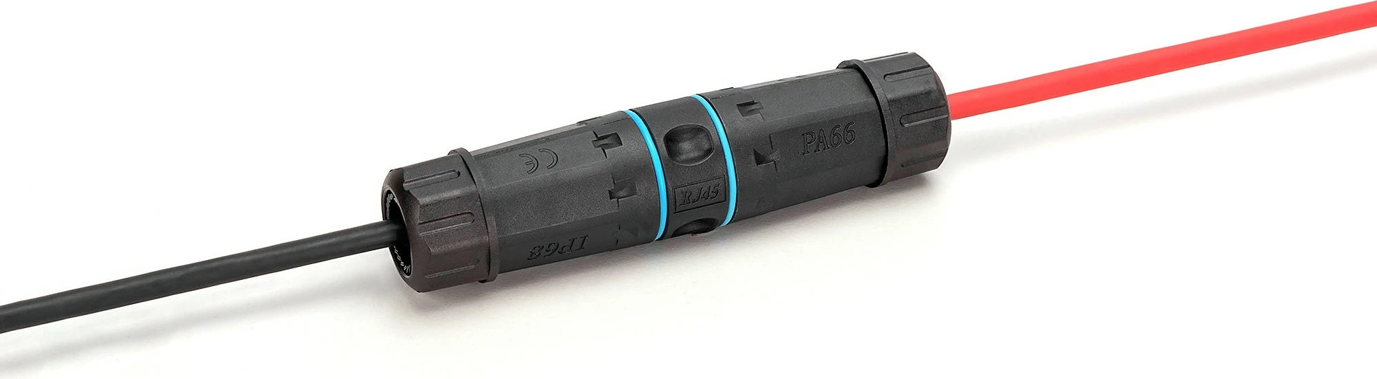 Adapter rrjeti Digitus CAT 6A, RJ45 në RJ45, IP68, e zezë