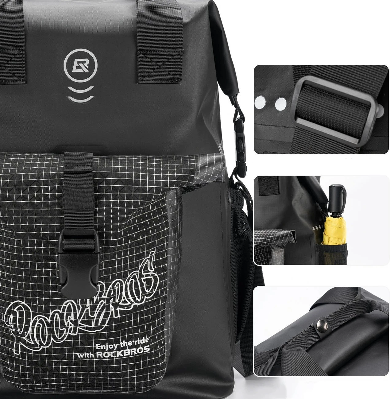Çantë timoni Rockbros AS-158 18L për biçikletë palosëse Brompton, e zezë