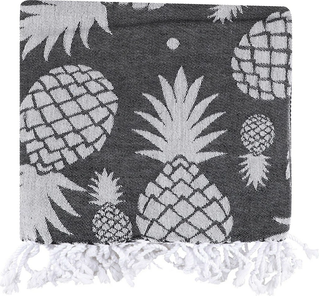 Peshqir plazhi Fouta Mijölnir, ananas, anthracite-gri, 100x180cm