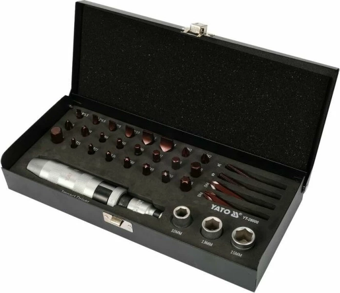 Set kaçavidash me goditje YATO YT-28000, 32 copë