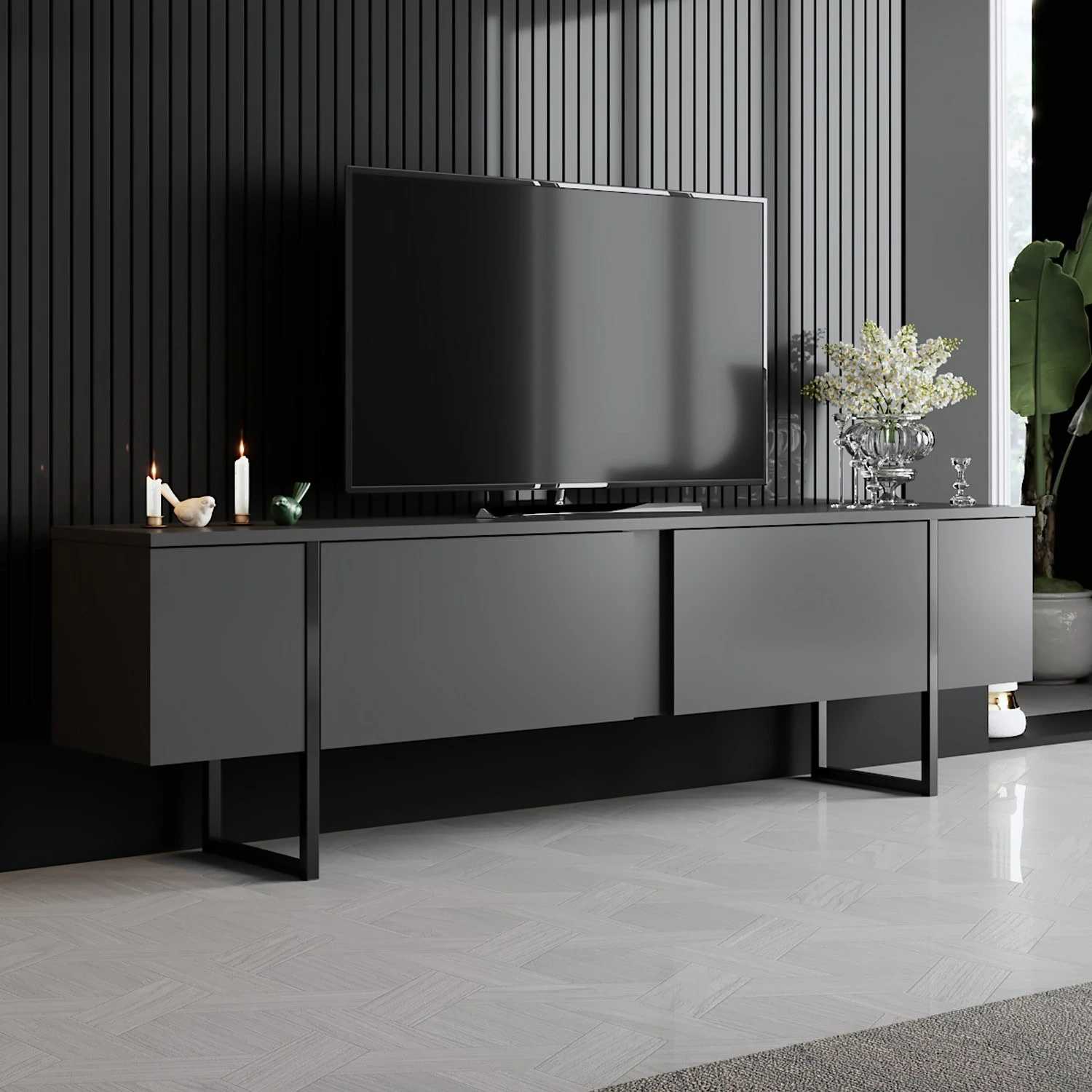 Set mobiljesh për dhomë dite, Luxe, antracit, e zezë