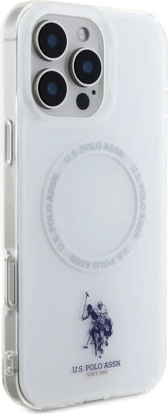 Mbështjellës U.S. Polo Assn. IML Ring MagSafe për iPhone 16 Pro Max, Bardhë