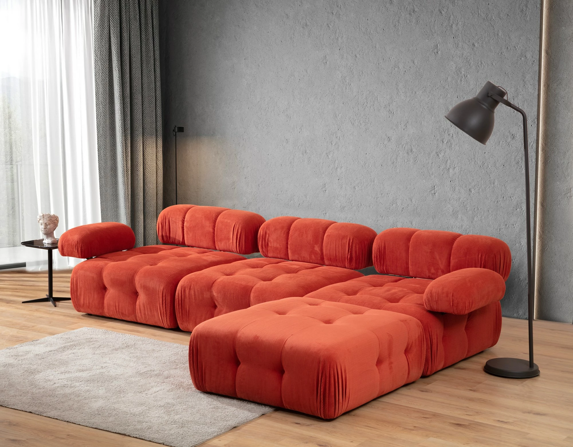 Këndare Atelier del Sofa Doblo 3 vendesh me pouffe, e kuqe