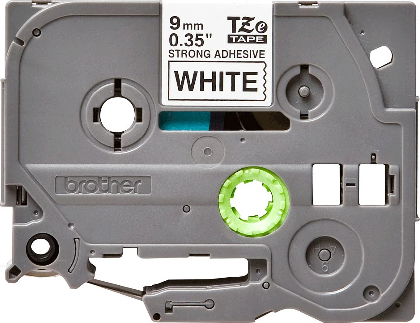 Shirit etikete Brother TZE-S221, 9mm x 8m, ngjitës ekstra i fortë, bardhë/zi