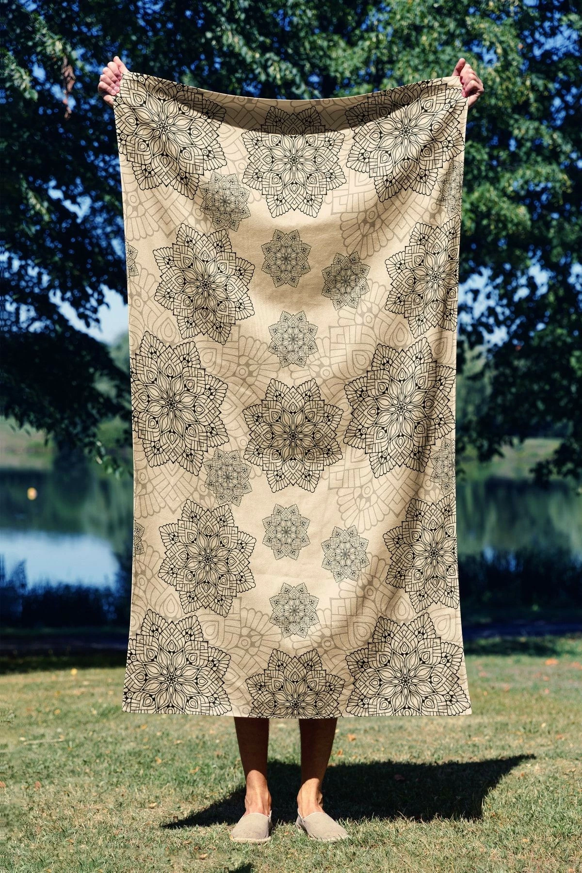 Peshqir plazhi Mijolnir, Mandala, shumëngjyrësh, 70x130cm