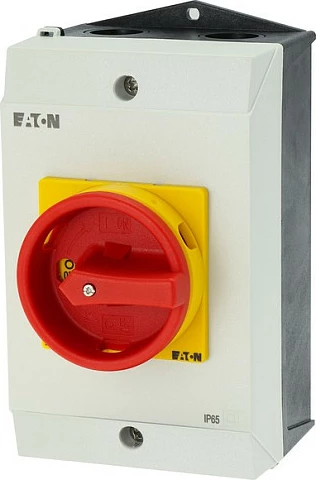 Ndërprerës kryesor/izolator Eaton P1-25/I2/SVB/HI11, 25A, 3P, IP65, i kuq/verdhe/bardhë