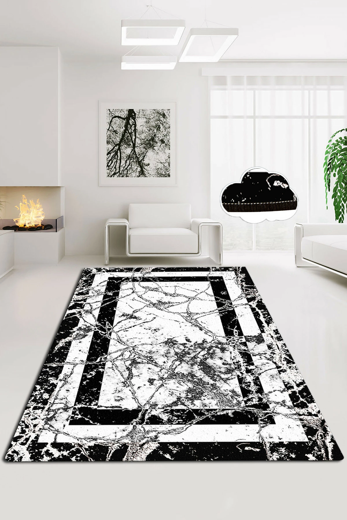 Qilim korridori, 100x300cm, Conceptum Hypnose, Marmor v2, bardhë e zi