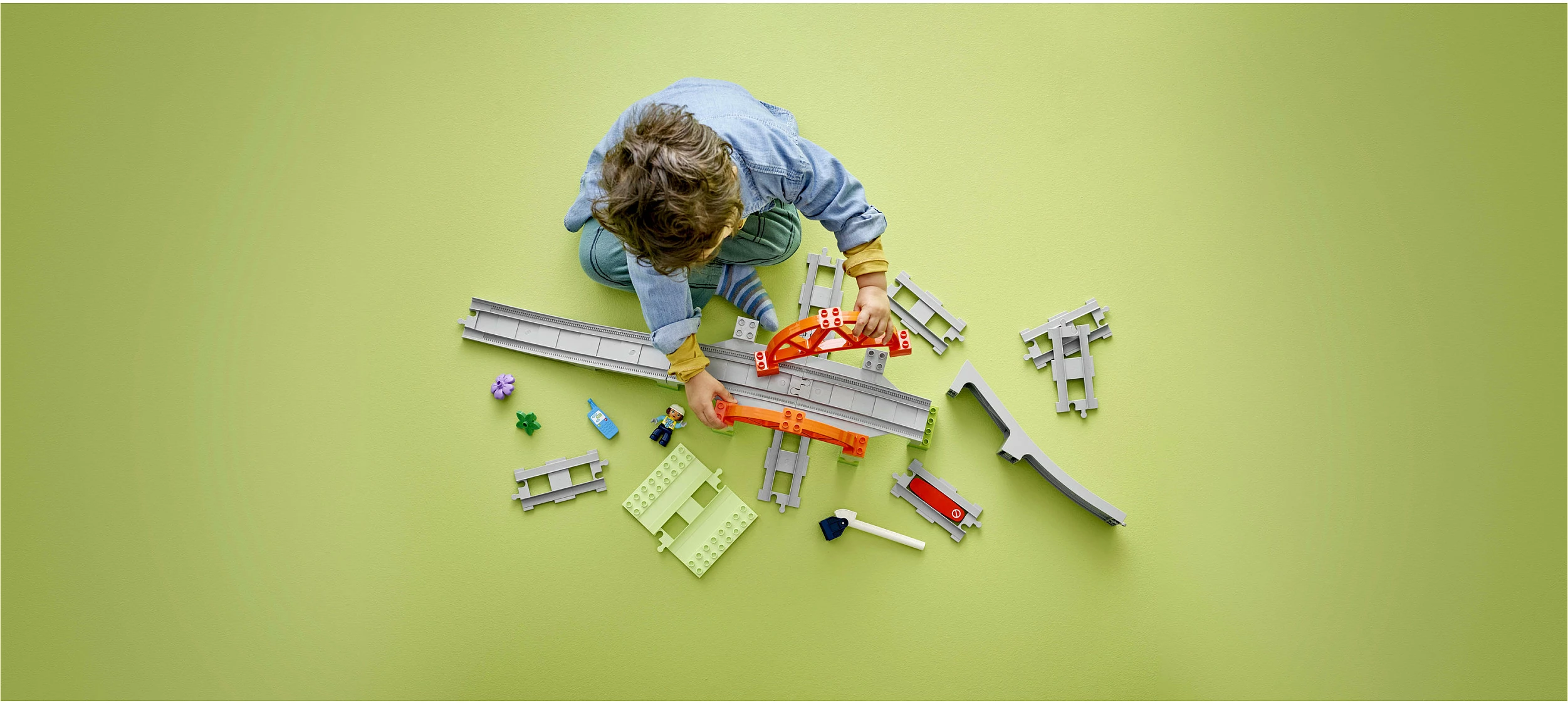 Set ndërtimi LEGO DUPLO 10426, ura treni dhe shina, 42 pjesë, multikolor