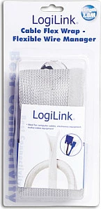 Menaxhues kabllosh LogiLink KAB0007, tub fleksibil me Velcro, 1.8 m, Ø32 mm, i hirtë
