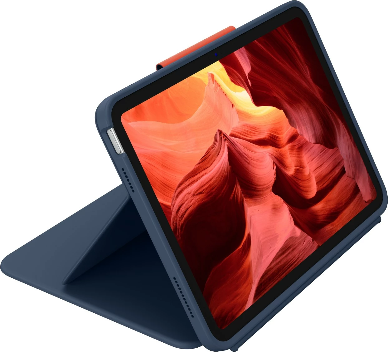 Mbështjellës me tastierë Logitech Rugged Combo 4 për iPad 10th gen, ngjyrë blu