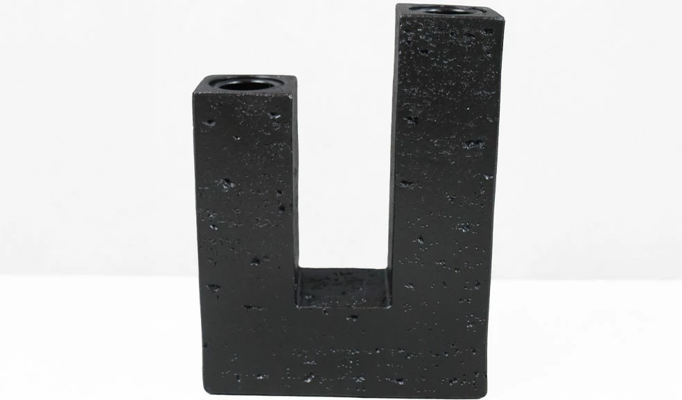 Mbajtës qirinjsh FLUX II, dekor, rrëshirë, ngjyrë e zezë, 12x4x16cm