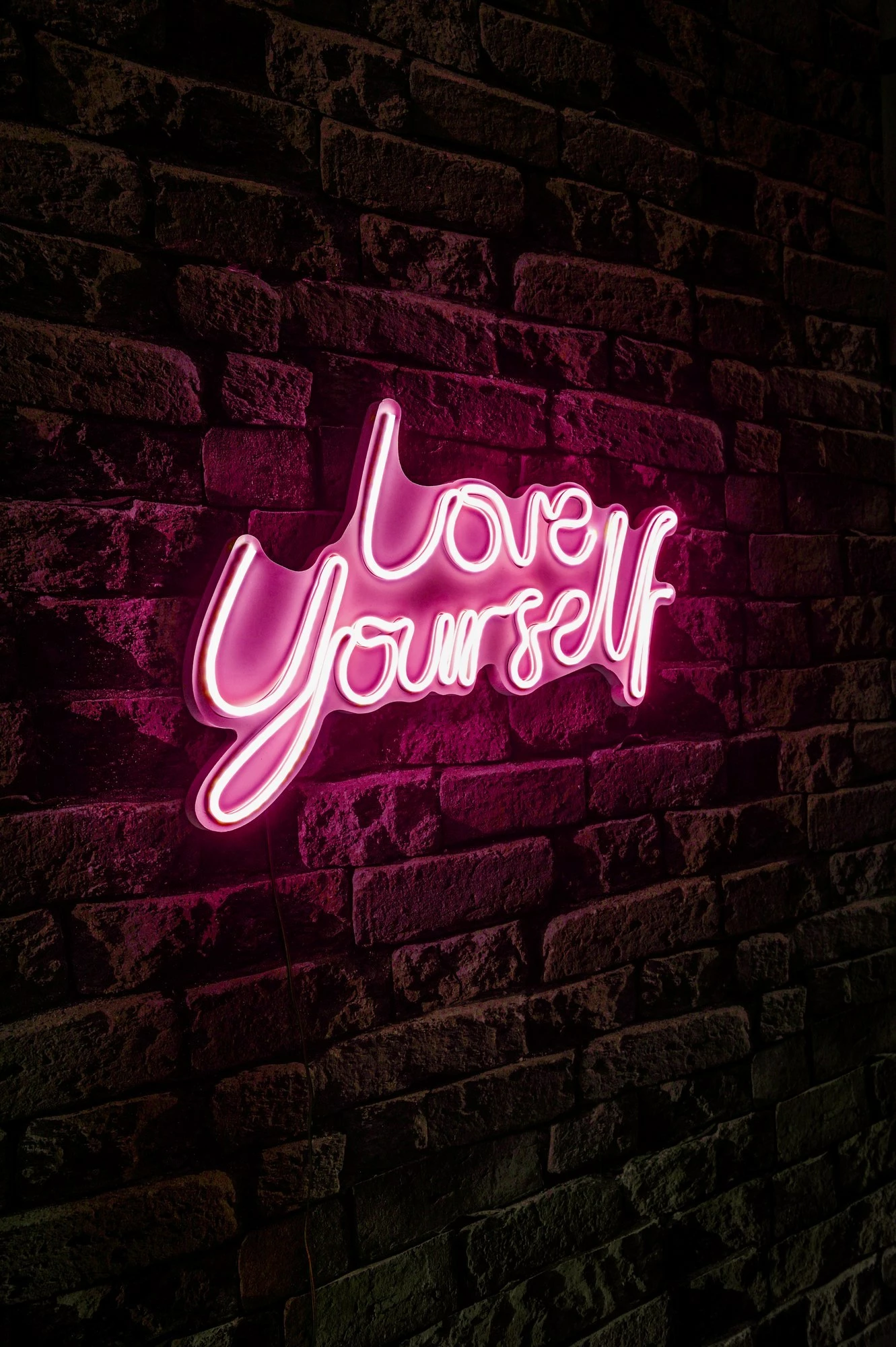 Dritë dekorative LED, plastikë, 'Love Yourself', ngjyrë rozë