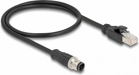 Kabllo adapter DeLOCK M12 D-coded 4-pin mashkull në RJ45 mashkull, 0.5 m, e zezë