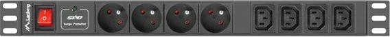 Njësi shpërndarëse e rrymës Lanberg PDU-04E04I-0200-BK, 4 dalje AC, 1U, e zezë