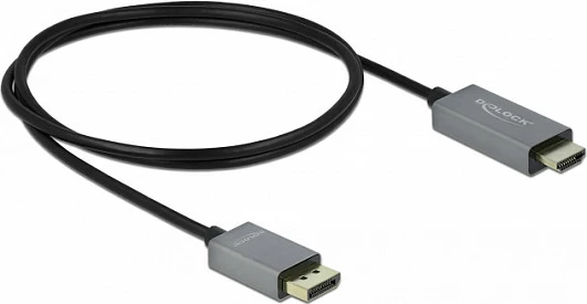 Kabllo DisplayPort n’HDMI DeLOCK Active 1.4, 4K 60Hz HDR, 1m, zi/gri