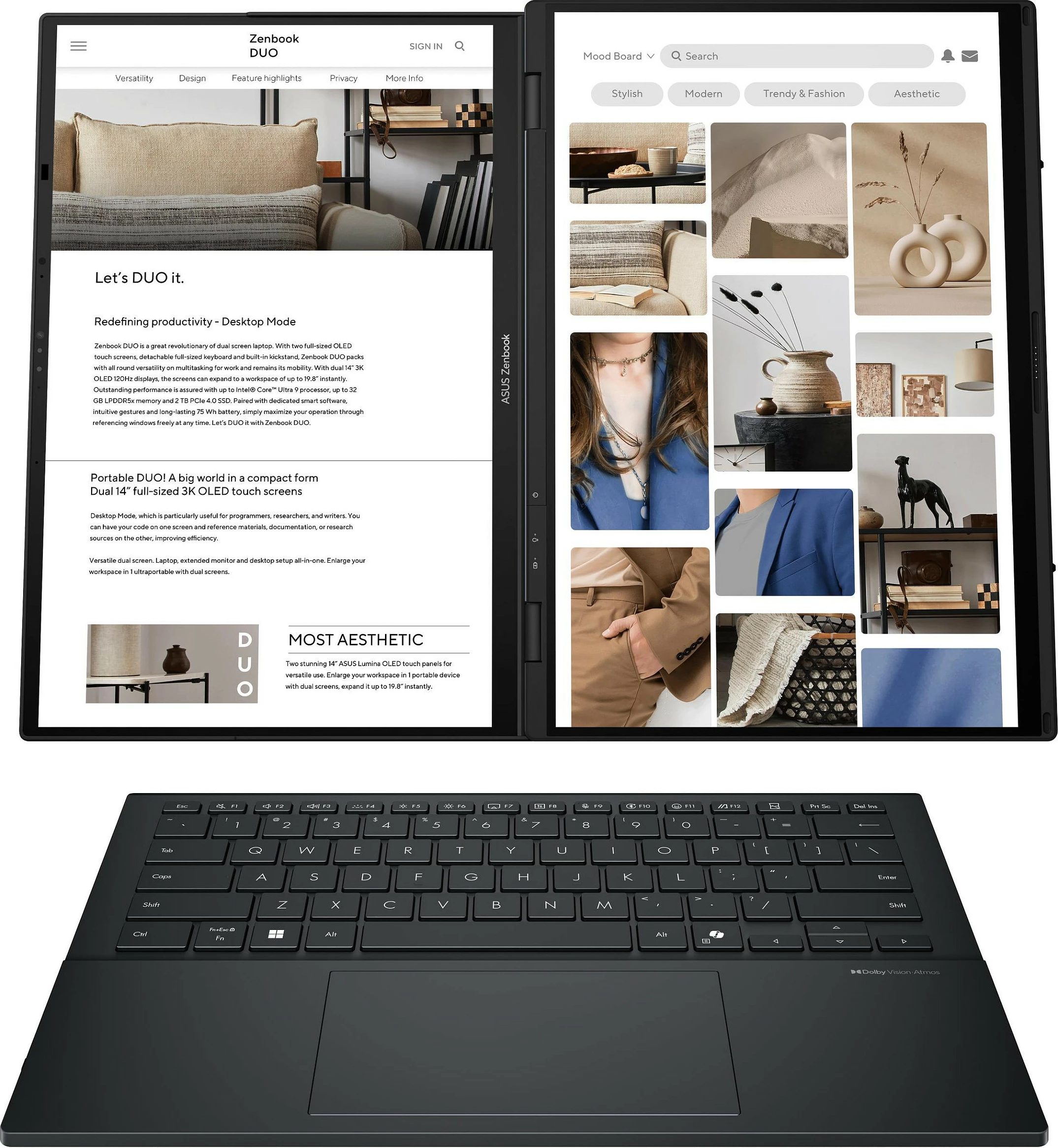 Laptop ASUS ZenBook Duo OLED UX8406CA, Core Ultra 9 285H, 32GB RAM, 1TB SSD, Windows 11 Pro, AZERTY FR, gri e errët