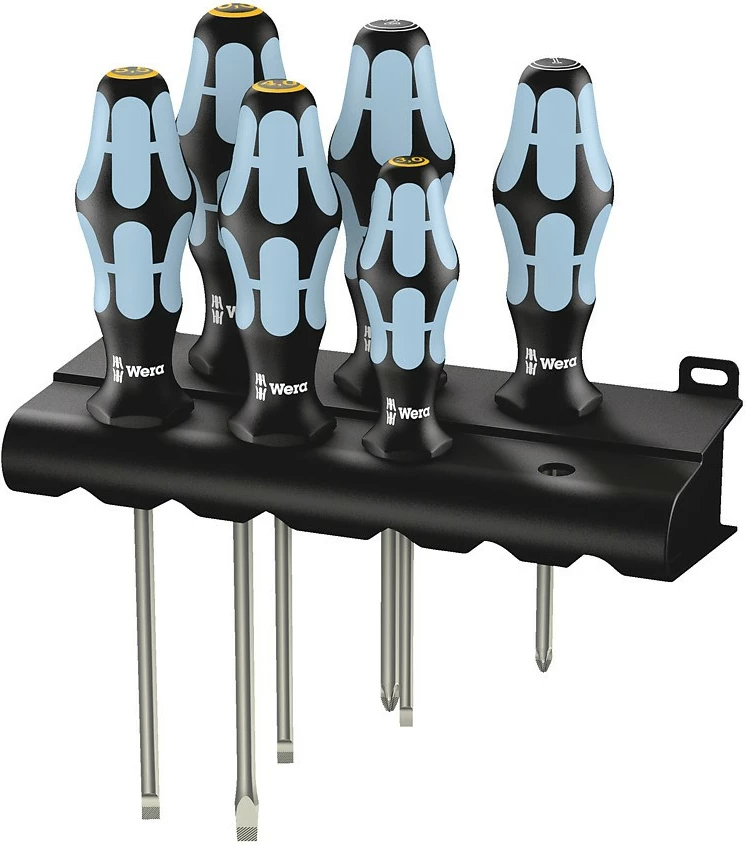 Set kaçavidash Wera 05032061001, inox, dizajn ergonomik, me raft, zi/kaltër