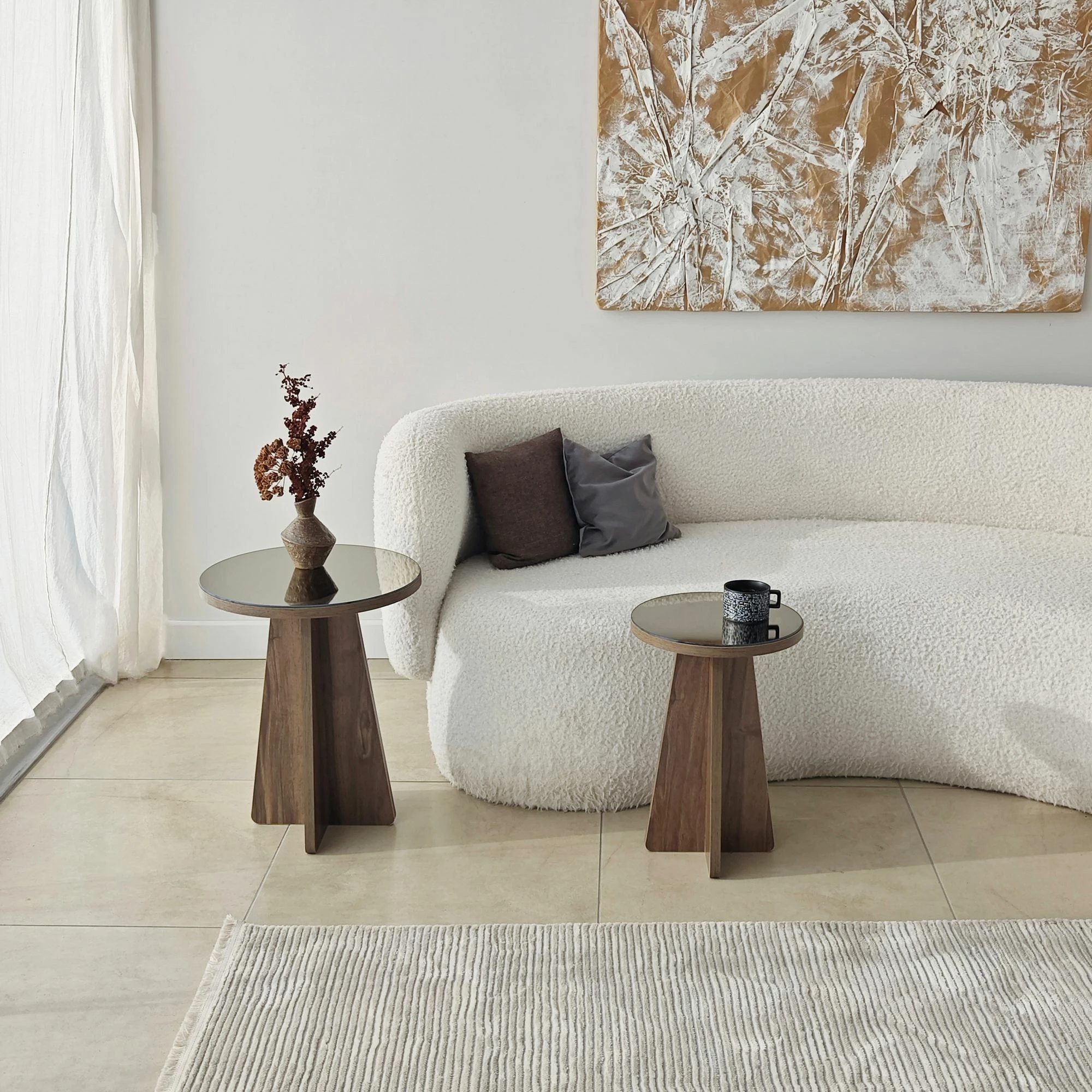 Set tavolinash anësore Skye Decor, Luna 2, bronzi, arr