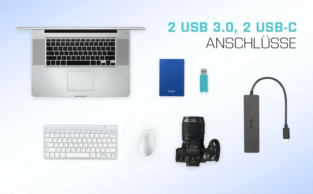 USB HUB I-Tec Metal, 4 porta (2x USB 3.0 + 2x USB-C), 10 Gbps, i zi