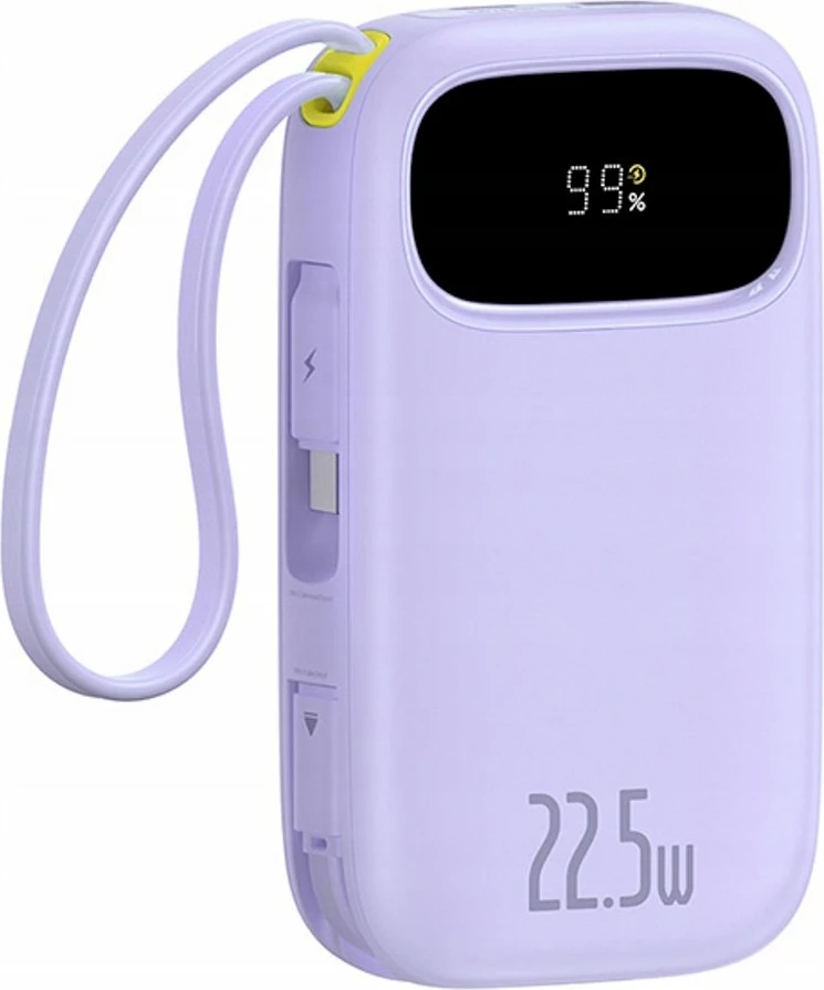 Powerbank Baseus EnerFill FC21 Qpow 3 20000mAh 22.5W me ekran digjital me kabllo të integruar, vjollcë