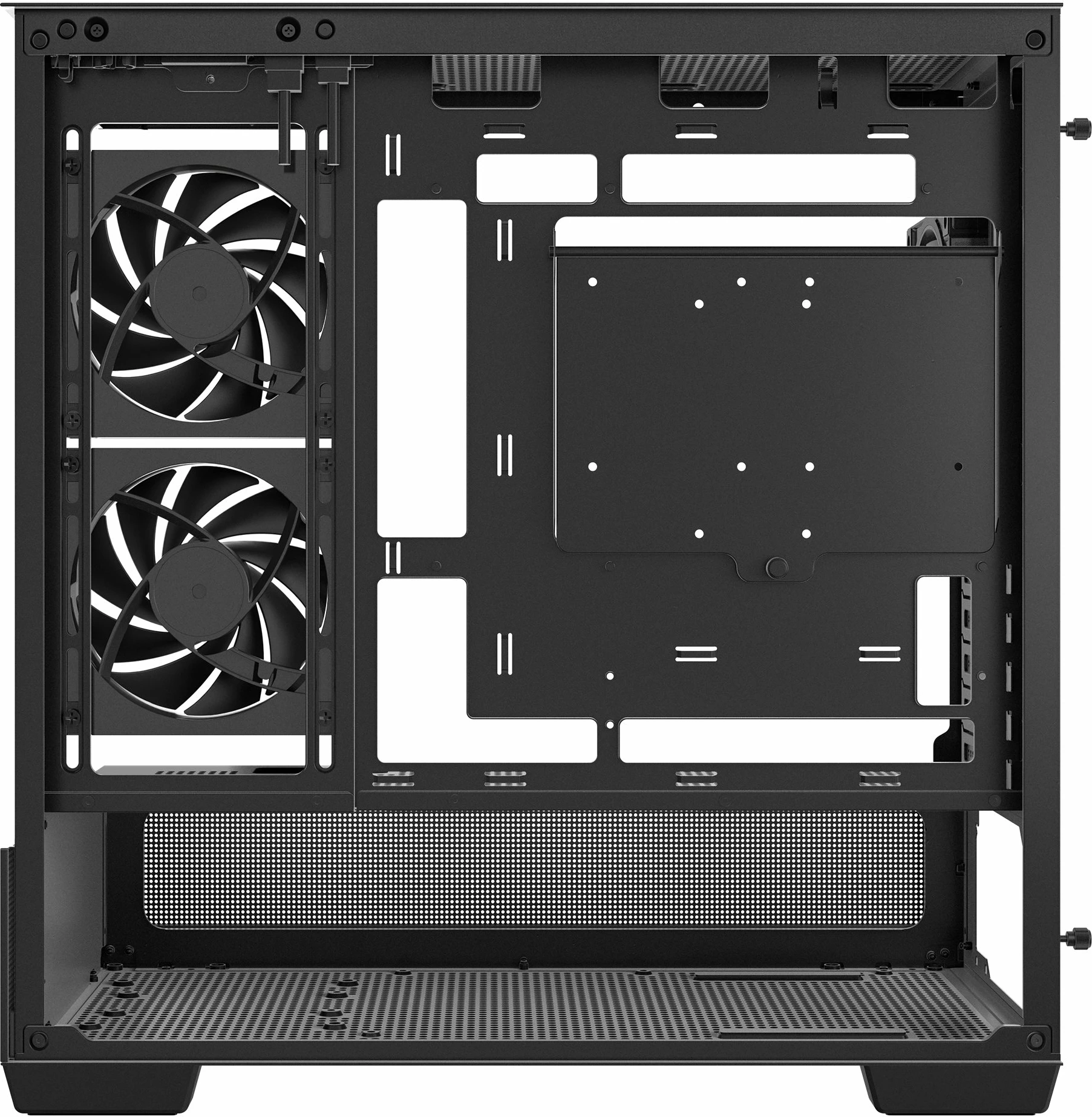 Kasë Deepcool CG380 3F Micro-ATX/ITX, xham i temperuar panoramik, 3x 120mm PWM ARGB, USB-C, pa PSU, e zezë