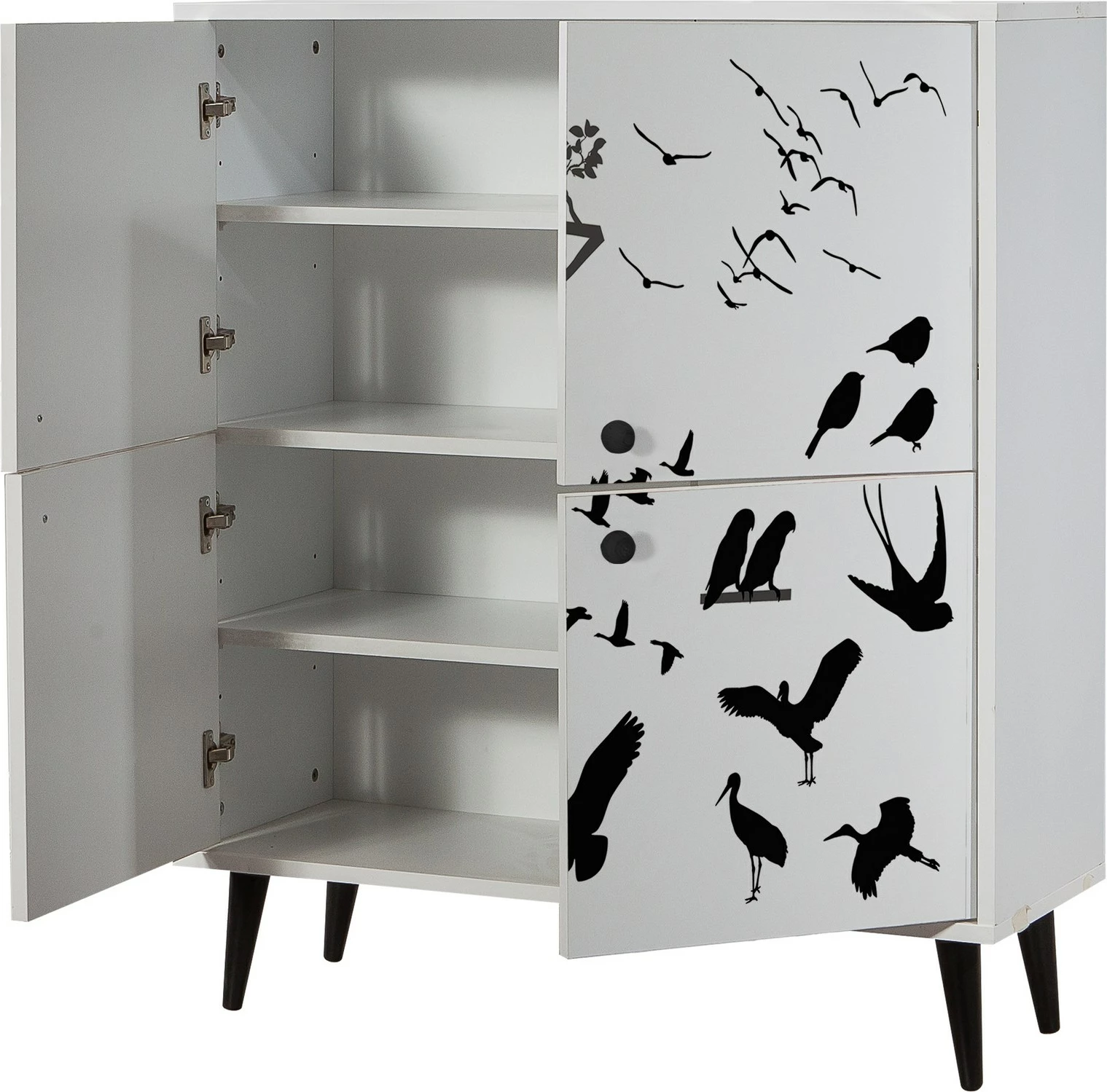 Dollap multifunksional Hanah Home, Multilüx Manyas, bardhë e zi, 95x111x36cm