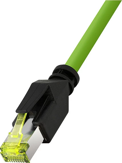 Kabllo patch industriale LogiLink M12 X-coded në RJ45, CAT6A, 0.25 m, PUR, e gjelbër
