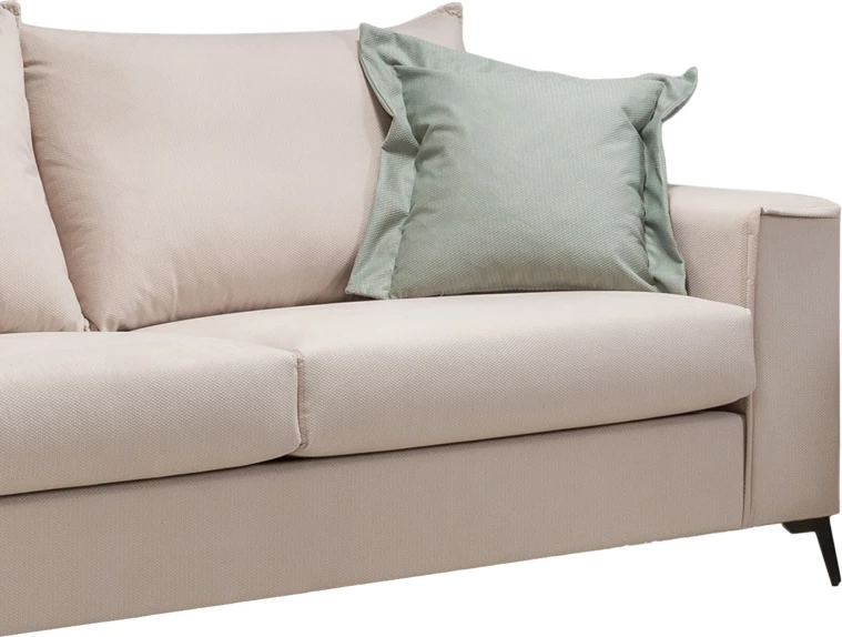 Divan Verona 3-vendësh, krem me jastëkë mente, 225x93x100 cm