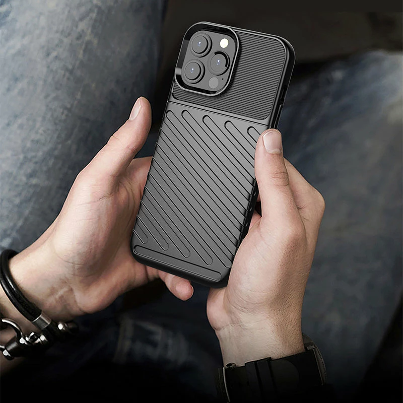 Mbështjellës Hurtel Thunder Case për iPhone 13 Pro Max, TPU, Blu