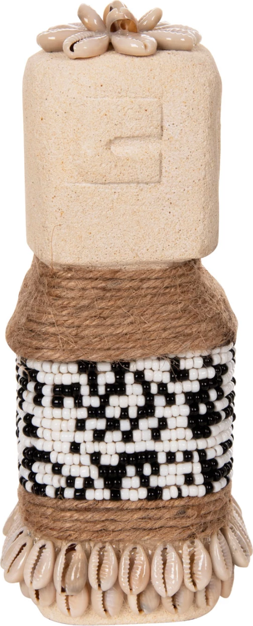 Statujë tavoline SUMBA FH4309 prej guri të bardhë paras-rruaza-litar bar deti 7x7x17Hcm