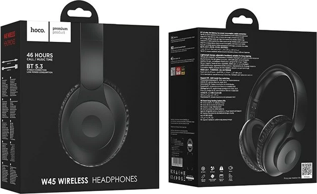 Kufje HOCO W45 wireless me Bluetooth, Ear-hook, 400 mAh, e zezë