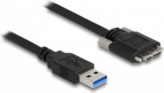 Kabllo USB DeLOCK USB-A në Micro-USB B, USB 3.2 Gen 1, 1 m, me vida, e zezë