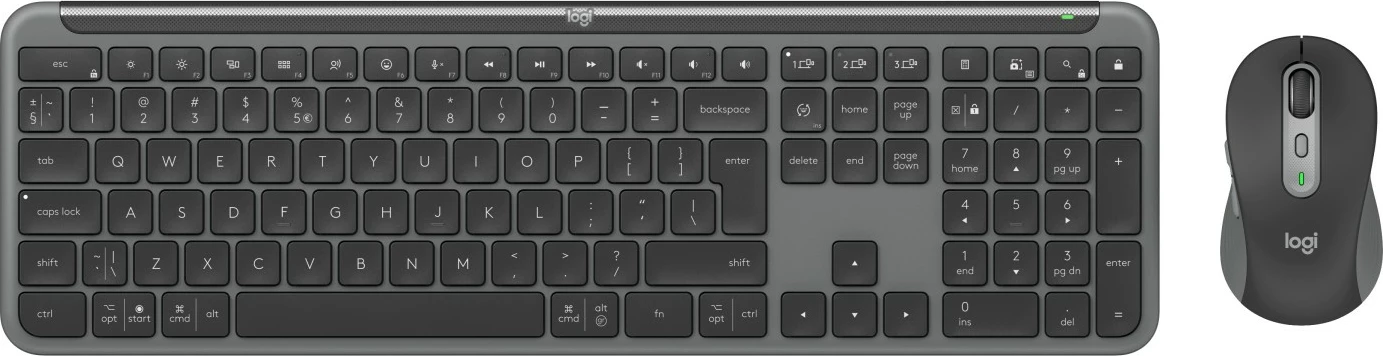 Set tastiere dhe maus Logitech 920-012490, Wireless, RF Wireless + Bluetooth, QWERTY, Grafit